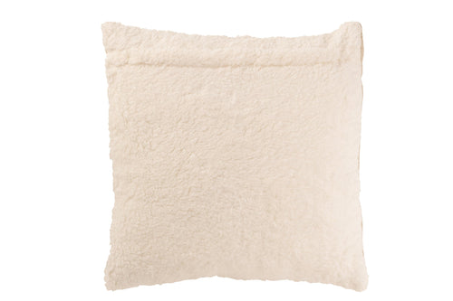 J-Line kussen teddy strepen stiksel - katoen/polyester - beige