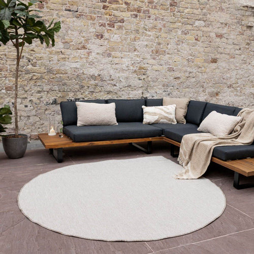 Interieur05 Buitenkleed Druppel Mono - Naturel/Wit - Dubbelzijdig - EVA Interior - 200 x 200 cm - vtwonen shop