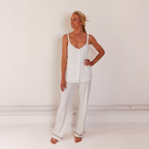 Coco & Cici - TENCEL Pyjama Set Top & Broek Dames Off White - M