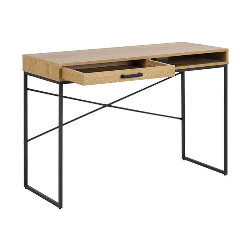 Lisomme Vic houten bureau naturel - met opbergvak - 110 x 45 cm - vtwonen shop