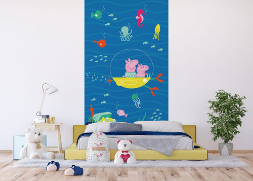 Sanders & Sanders fotobehang Peppa Pig blauw en geel - 270 x 150 cm - 601233
