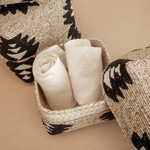 NOA MAY Offermand Loua - naturel/zwart - bamboe - 20 x 20 x 14  cm