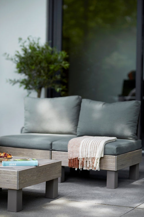 Keter Signature Elements Balkonset - 2 personen - met groene kussens - Cappuccino/Ashwood