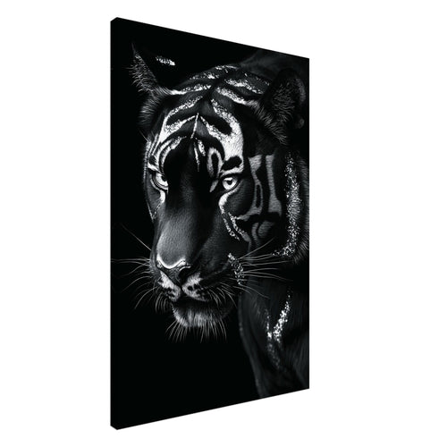 Artfulprints Canvas Tiger portrait canvas - 60x90 cm - Zwart / Wit