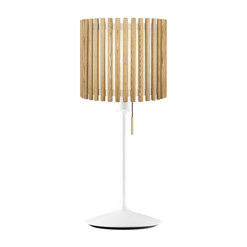 Umage Komorebi Medium lampenkap natural oak met Sante tafellamp standaard white - Ø 29 cm