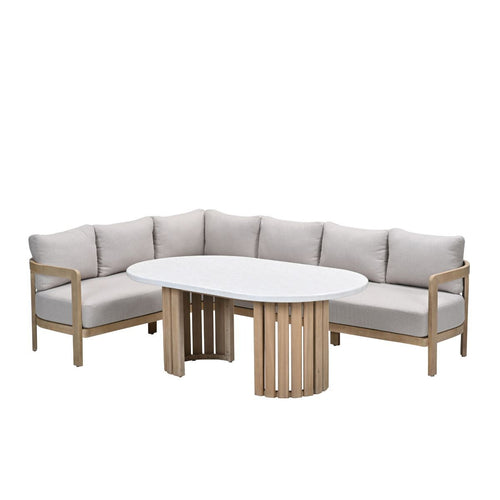 Garden Impressions Lounge dining set Sirocco 3-delig links - acacia - grey sand