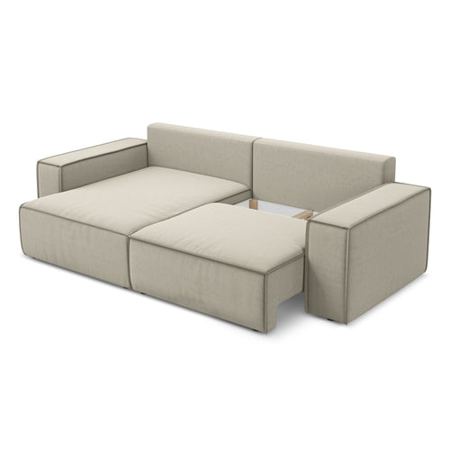 LaMiaSofa hoekbank links Livorno - velours - parel - 257x148x82
