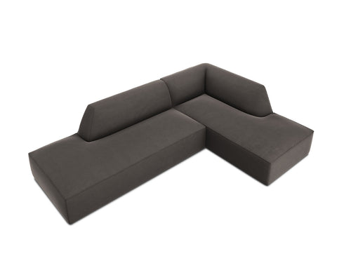 Micadoni rechter hoekbank Ruby 4-zits, flueel, donkergrijs - 180x273x69cm
