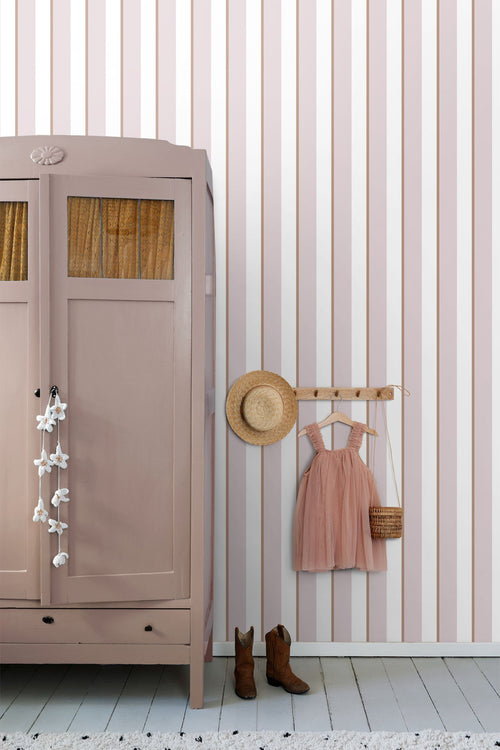 ESTAhome behang strepen lila paars en wit - 50 x 900 cm - 131907