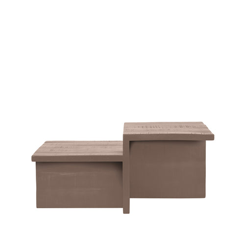 LABEL51 Salontafel Skip - Donkerbruin Mangohout - 90x50x40cm - vtwonen shop