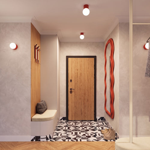 Sollux Lighting Plafondlamp HALO rood IP44 - 12x12x21cm