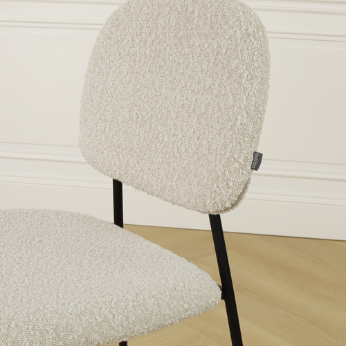 Nolon Jasmijn Eetkamerstoel Bouclé Beige - Zwart - vtwonen shop