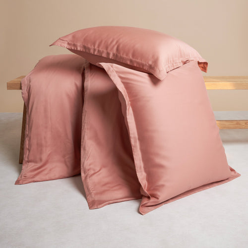 Coco & Cici - Tencel Sateen Dekbedovertrek 200 x 220 cm - 2 Persoons Beddengoed - Terra Roze - Lyocell - Hypoallergeen & Extra Zacht - 2 Kussenslopen