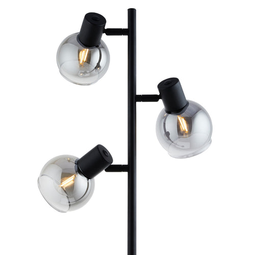 Lighto - Art deco vloerlamp zwart met smoke glas 3-lichts - Juna