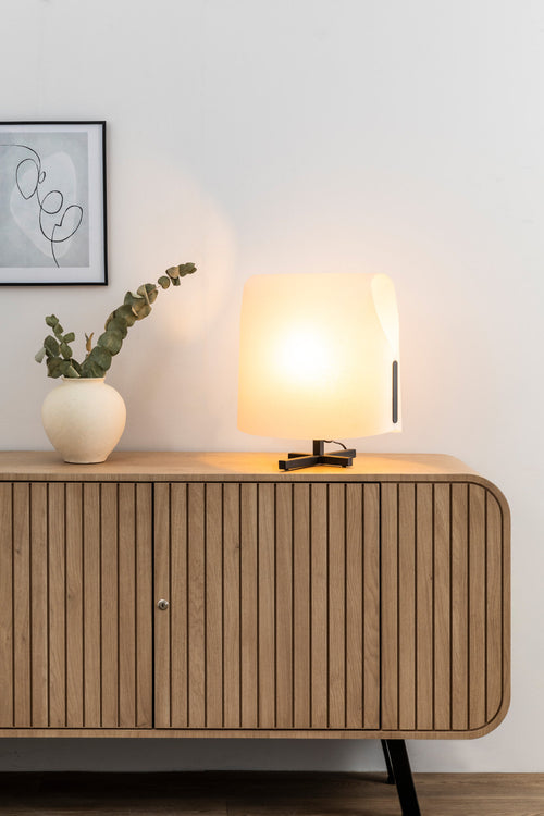 Faro Luang Middelgrote zwarte, beige tafellamp