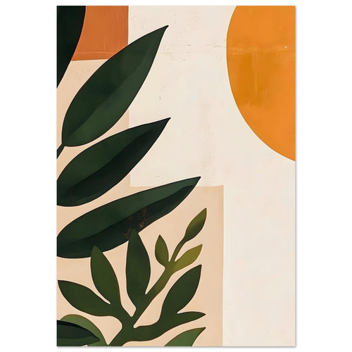 Artfulprints Poster met Lijst Boho – Abstract plant   - 70x100 cm - Groen
