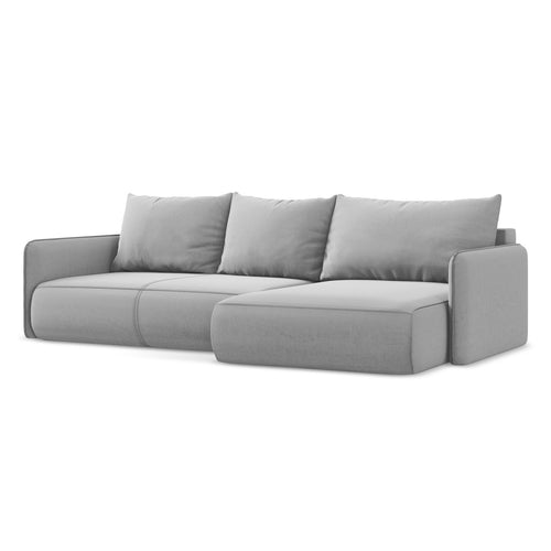 LaMiaSofa hoekbank rechts Palermo - velours - grijs - 240x148x86