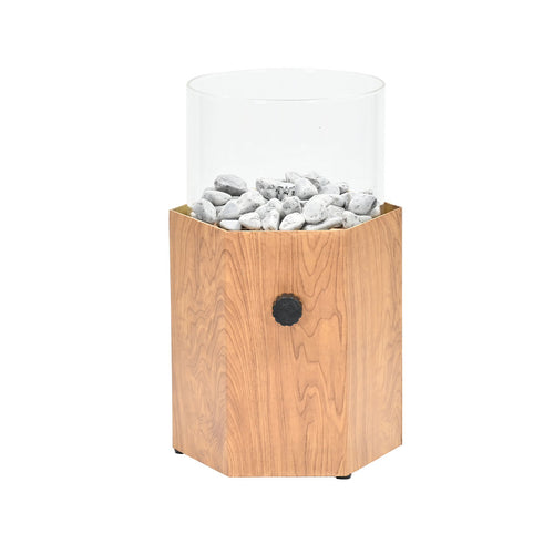 Garden Impressions tafel sfeerhaard Bilboa teak look - hexagon Ø26,5 cm - vtwonen shop