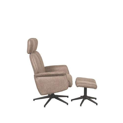 LABEL51 Relaxfauteuil Verdal - Taupe - Draaibaar - Incl. Hocker - vtwonen shop