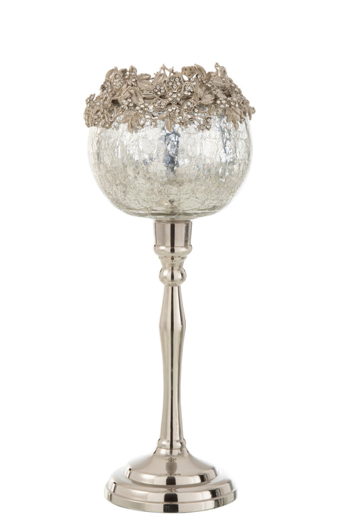 J-Line kandelaar Juweel - metaal/glas - zilver - large - vtwonen shop