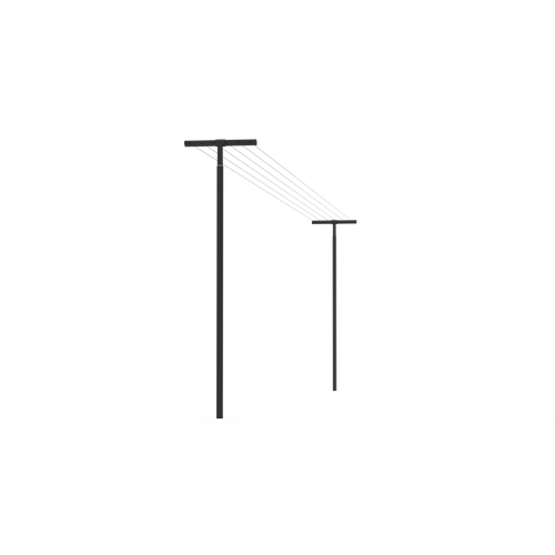 Brabantia HangOut Waslijn met palen, 50 meter - Black