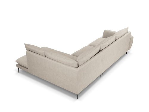 Cosmopolitan Design rechter hoekbank Vienna 6-zits, structurele stof, lichtbeige - 185x275x95cm