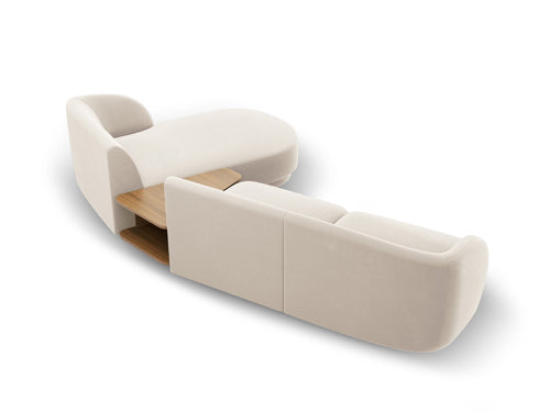 Micadoni Rechte modulaire bank Miley 3-zits, flueel, lichtbeige - 178x303x70cm