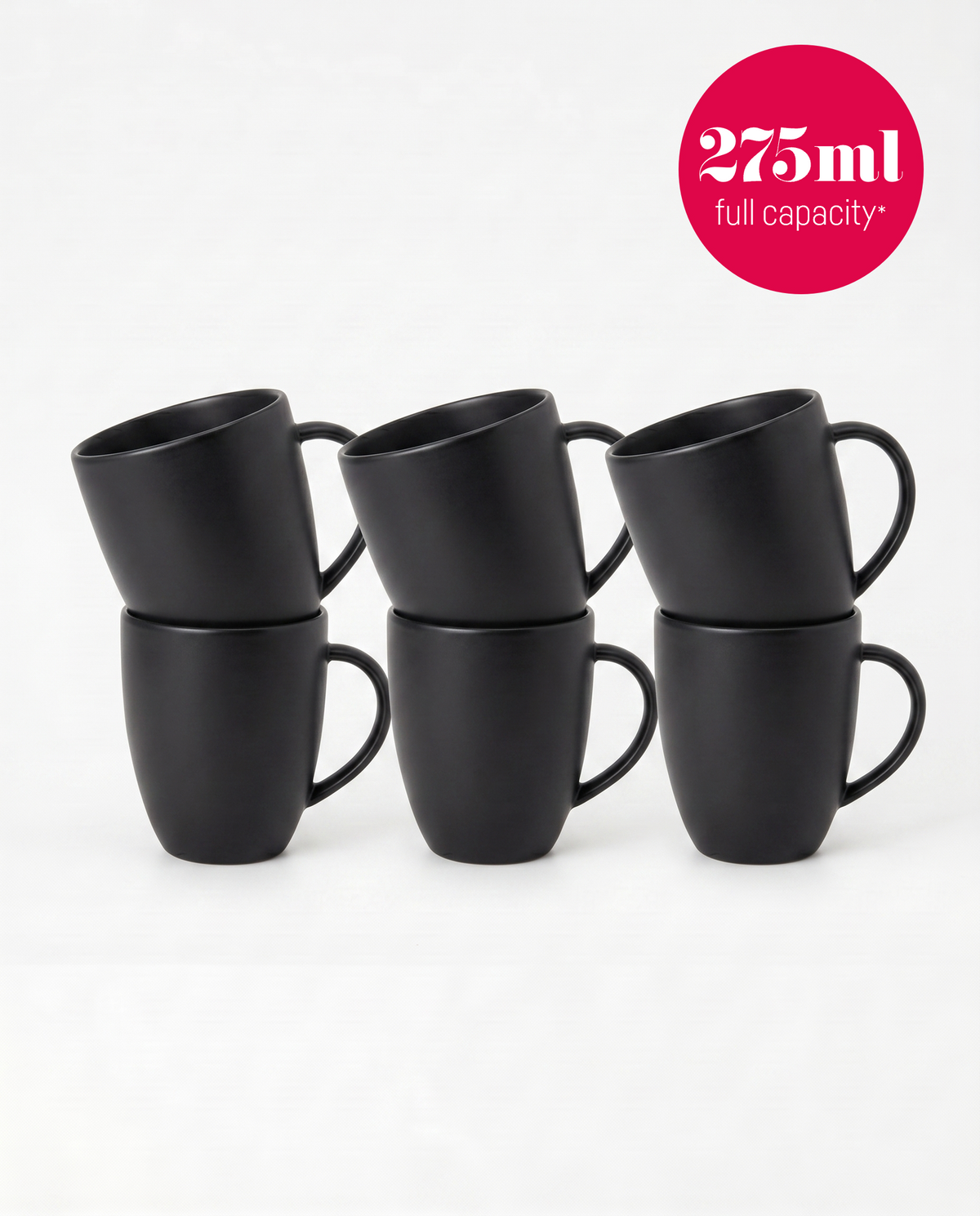 moir ブラック100g 5本セット vtwonen - Basic - mokken set van 6 - porselein - mat zwart - 275 ml