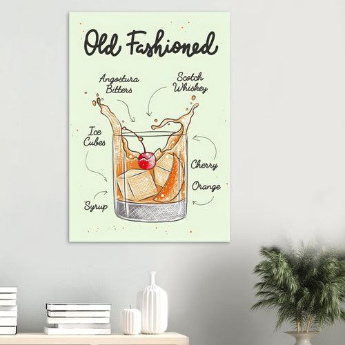 Artfulprints  Old Fashioned cocktail I – Illustratie   poster 30x40 cm - vtwonen shop