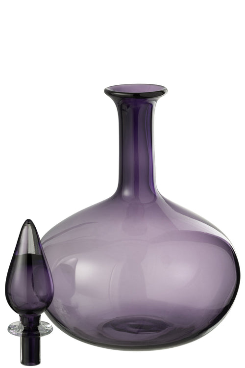 J-Line vaas + stop Fles - glas - paars - Ø 26.5 cm