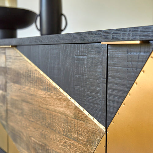 Tikamoon Eiken tv-meubel 240 cm - Zwart - vtwonen shop