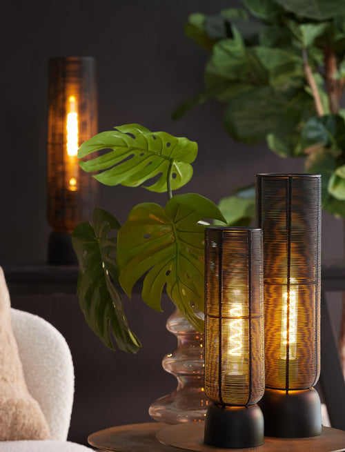 Light & Living tafellamp  - zwart - 13.5x13.5x49.5 cm