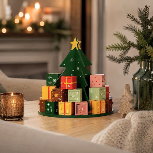 Mica Decorations Kerst Adventskalender - Kerstboom met 24 Cadeauvakjes - Advent Kalender 2026 - voor Kinderen en Volwassenen - H30 x D27,5 cm - 100%