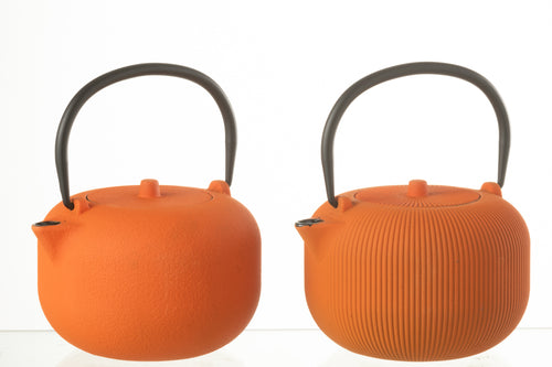J-Line theepot - metaal - oranje - 2 stuks - vtwonen shop