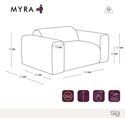 Sia Home - Fauteuil MYRA - kruisbinding beige 130cm