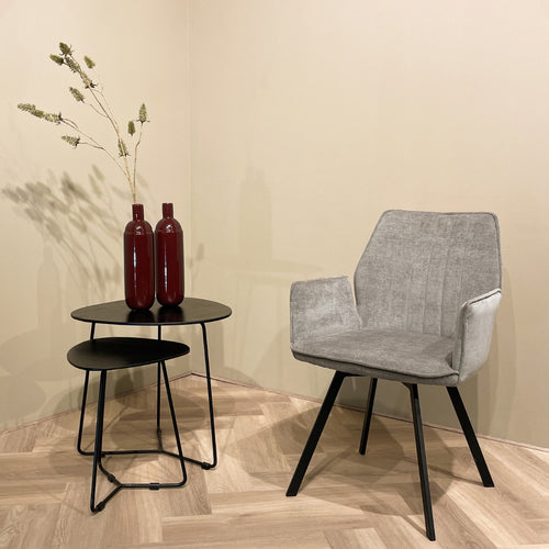 Livingfurn eetkamerstoel Louise Grey - stof - 1 stuk - vtwonen shop