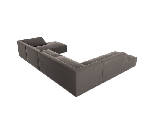 Micadoni Panoramische hoekbank links Ruby 7-zits, flueel, donkergrijs - 273x366x69cm