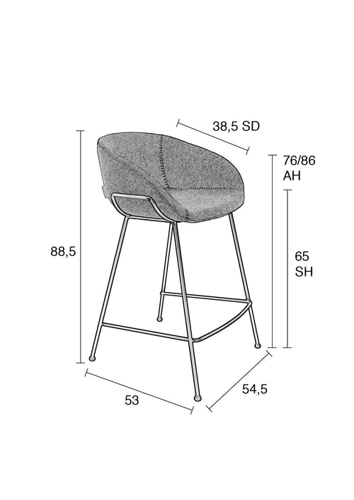 Zuiver Feston Barkruk 65 cm Grijs - Set van 2 - vtwonen shop