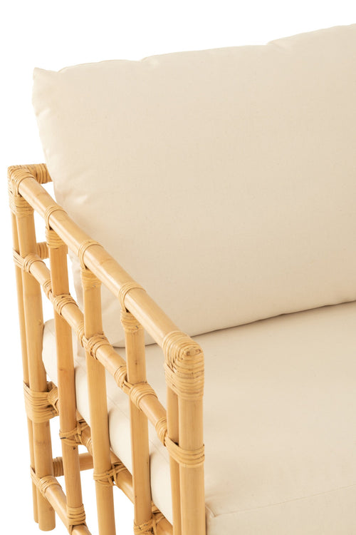 J-Line stoel Elise + kussen - rotan/textiel - naturel/wit