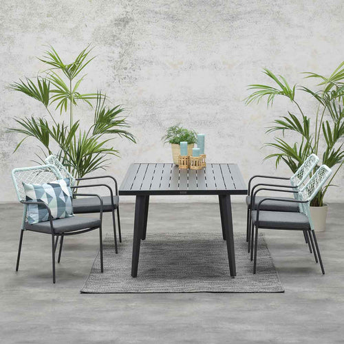 Dido dining fauteuil - carbon black - rope zachtgroen - mystic grey - vtwonen shop