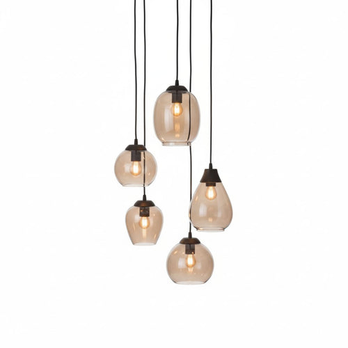 Giga Meubel Hanglamp Getrapt Mix - Chrome Glas - 5-Lichts - 150x43x43cm - vtwonen shop