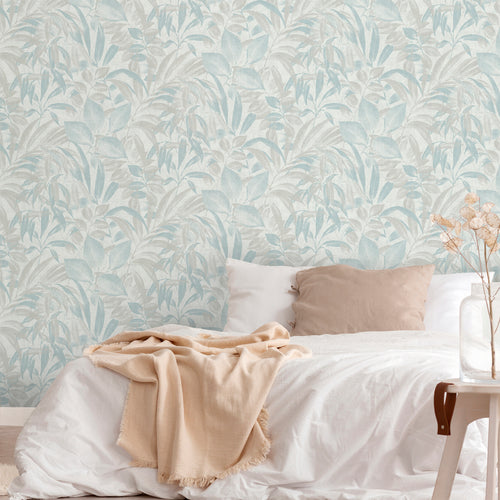 Sanders & Sanders behang bladeren vergrijsd blauw - 53 cm x 10 m - 640230