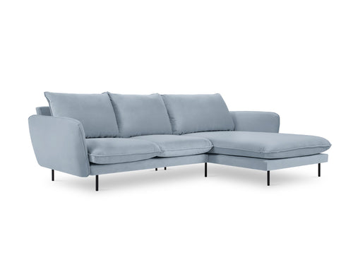 Cosmopolitan Design rechter hoekbank Vienna 5-zits, flueel, lichtblauw - 170x255x95cm