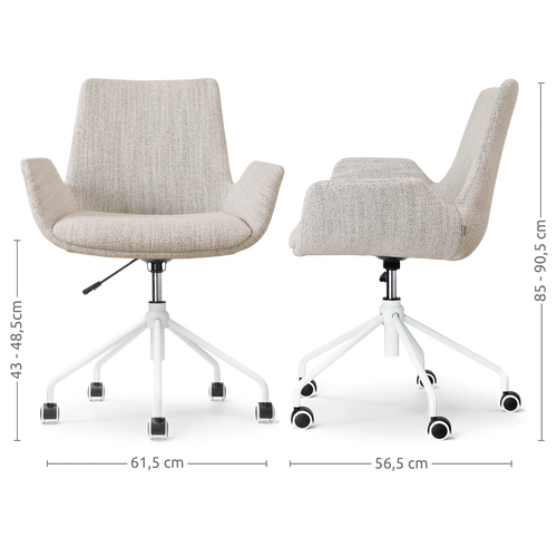 Nolon Nout-Eef Bureaustoel Beige Gemêleerd - Armleuning - Wit Onderstel - vtwonen shop