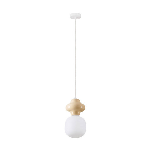 Nova Luce CLIO Korte, slanke hanglamp voor aan het plafond, geel, mat wit, E14 fitting, 1x5W