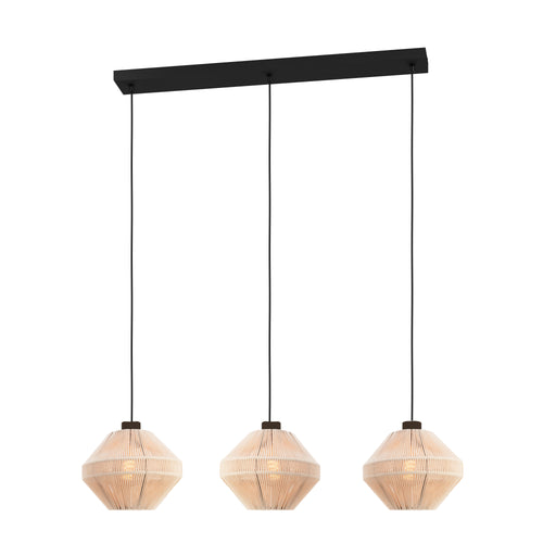 EGLO hanglamp Midsumer - 3 x e27 - 92 cm - zwart/crème - textiel - vtwonen shop