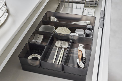 Yamazaki Stapelbare Lade Organizer - diep | smal - Tower - Zwart