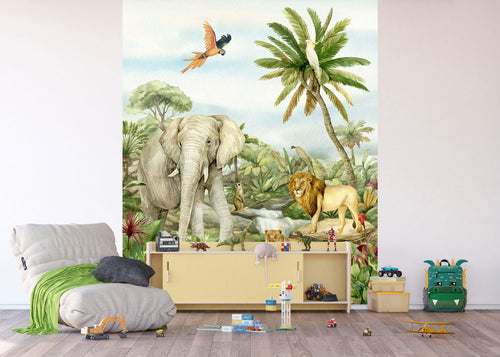 Sanders & Sanders fotobehang jungle dieren groen - 225 x 270 cm - 601205