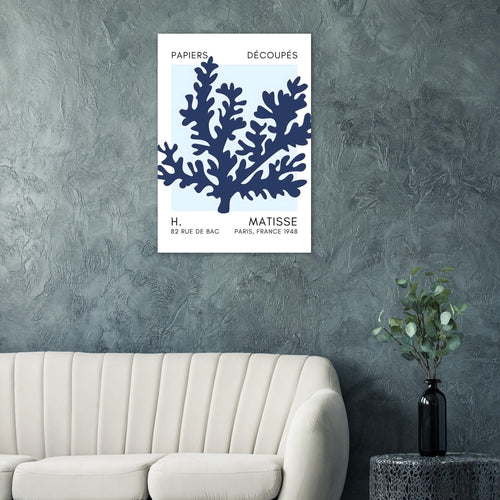 Artfulprints  Matisse – Aqua bloom navy blue I   poster 50x70 cm
