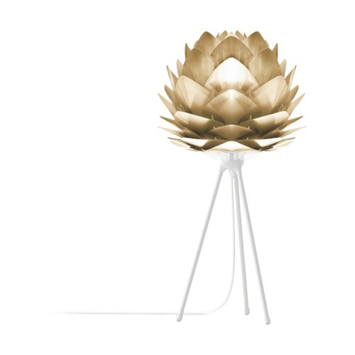 Umage Silvia Mini tafellamp brushed brass - met tripod wit - Ø 32 cm